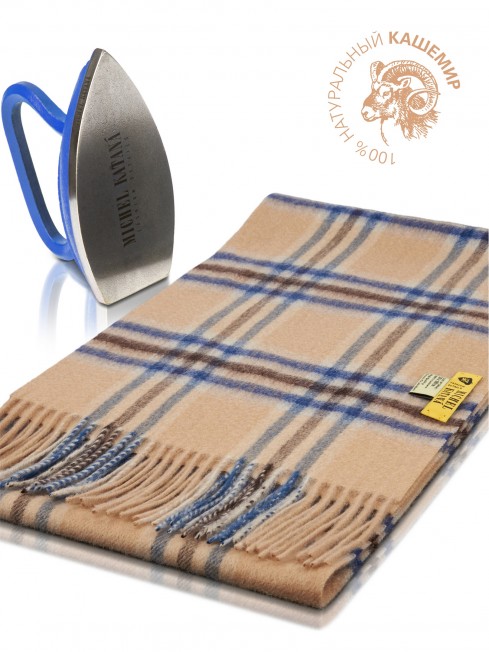 Длиный Шарф из мягчайшего 100% КАШЕМИРА (Twill) из пряжи средней тяжести СИНЯЯ КОСТЬ FTW.C120_CASH-27/CARAMEL.BLEU
